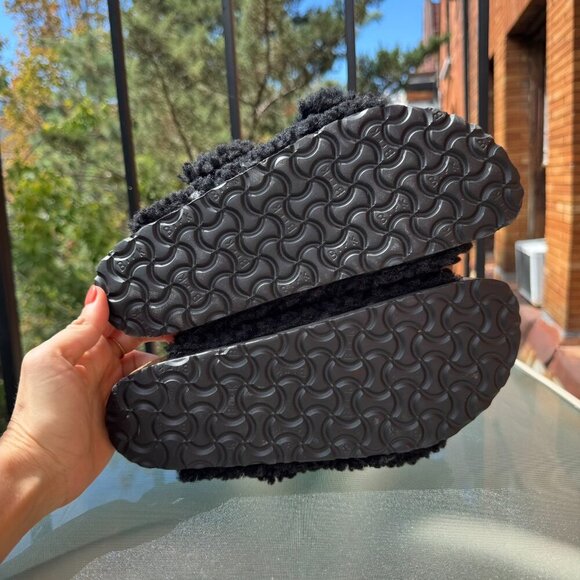 New Birkenstock Arizona Big Buckle Teddy Sandals Slip On in Black Gold US 9 / 40 - Picture 9 of 15